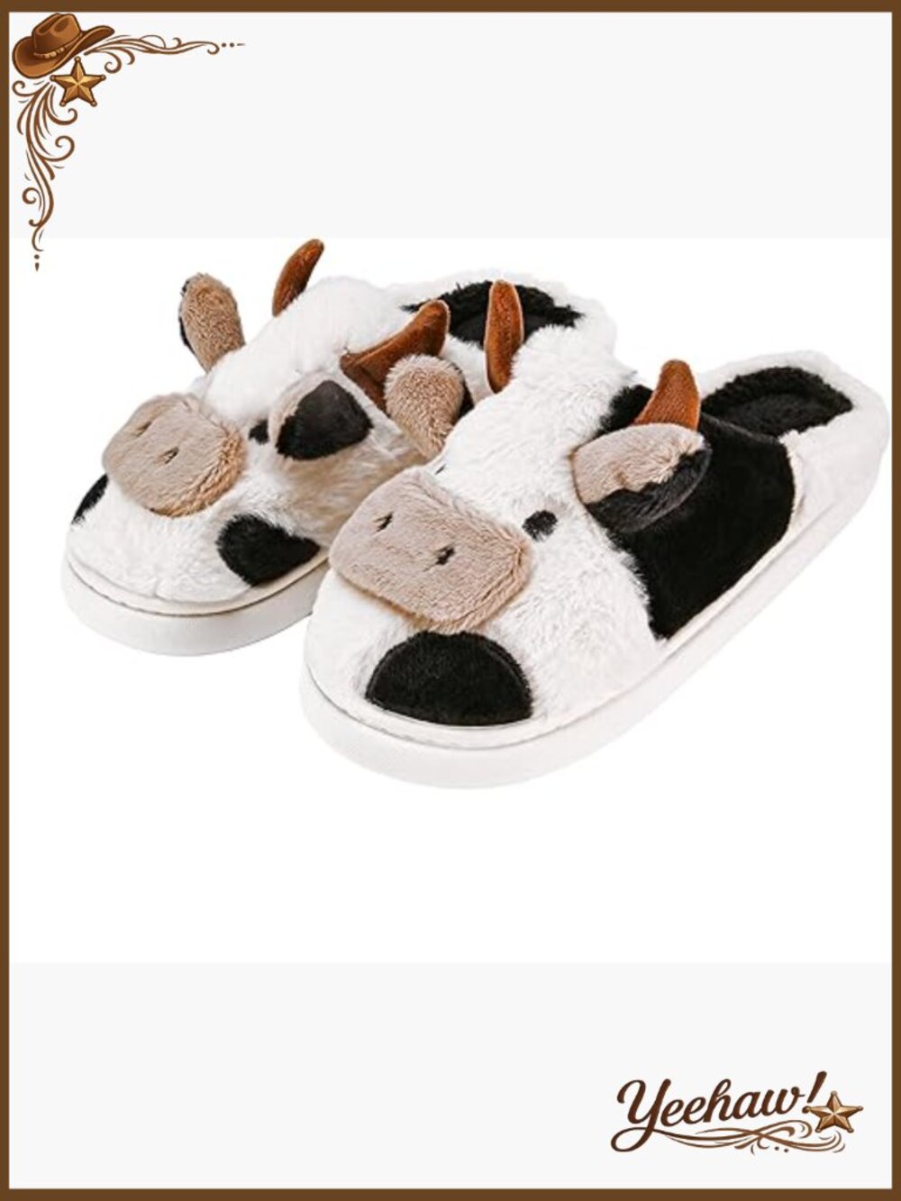 Cute Faux Fur Cow Slippers for Women Cozy Cartoon Fluffy House Slippers Fuzzy